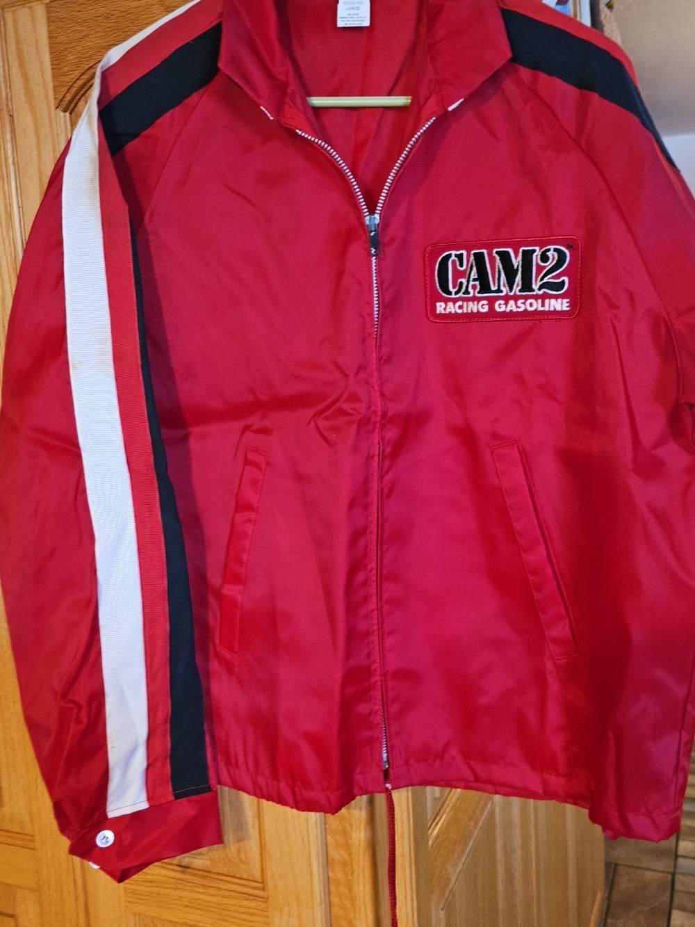 CAM2 Racing Gasoline Red Men's Bomber Jacket with Contrast Stripes